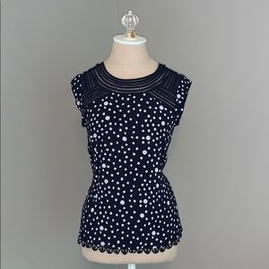 Anthropologie Meadow Rue Navy Dot Blouse, XS